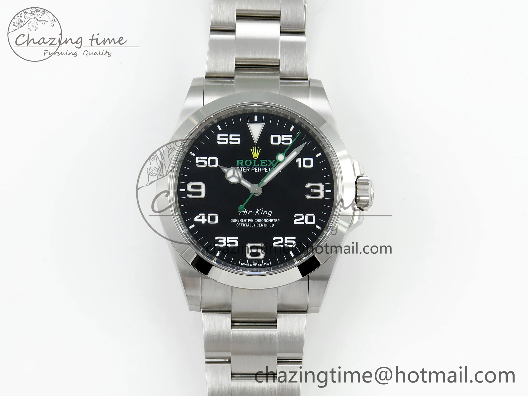 Air-King 126900 Clean 1:1 Best Edition 904L Steel Black Dial on SS Bracelet VR3230