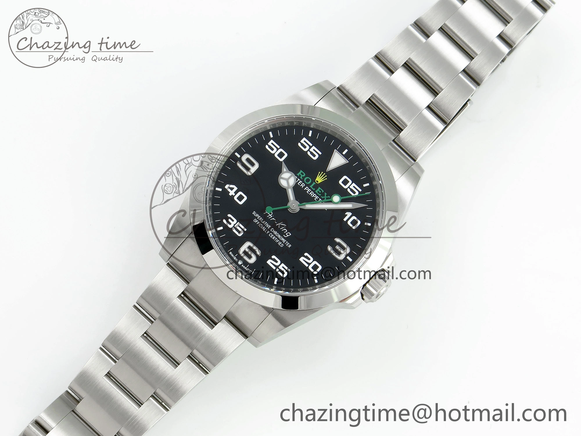 Air-King 126900 Clean 1:1 Best Edition 904L Steel Black Dial on SS Bracelet VR3230