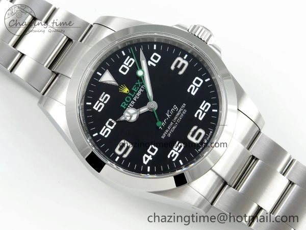 Air-King 126900 Clean 1:1 Best Edition 904L Steel Black Dial on SS Bracelet VR3230