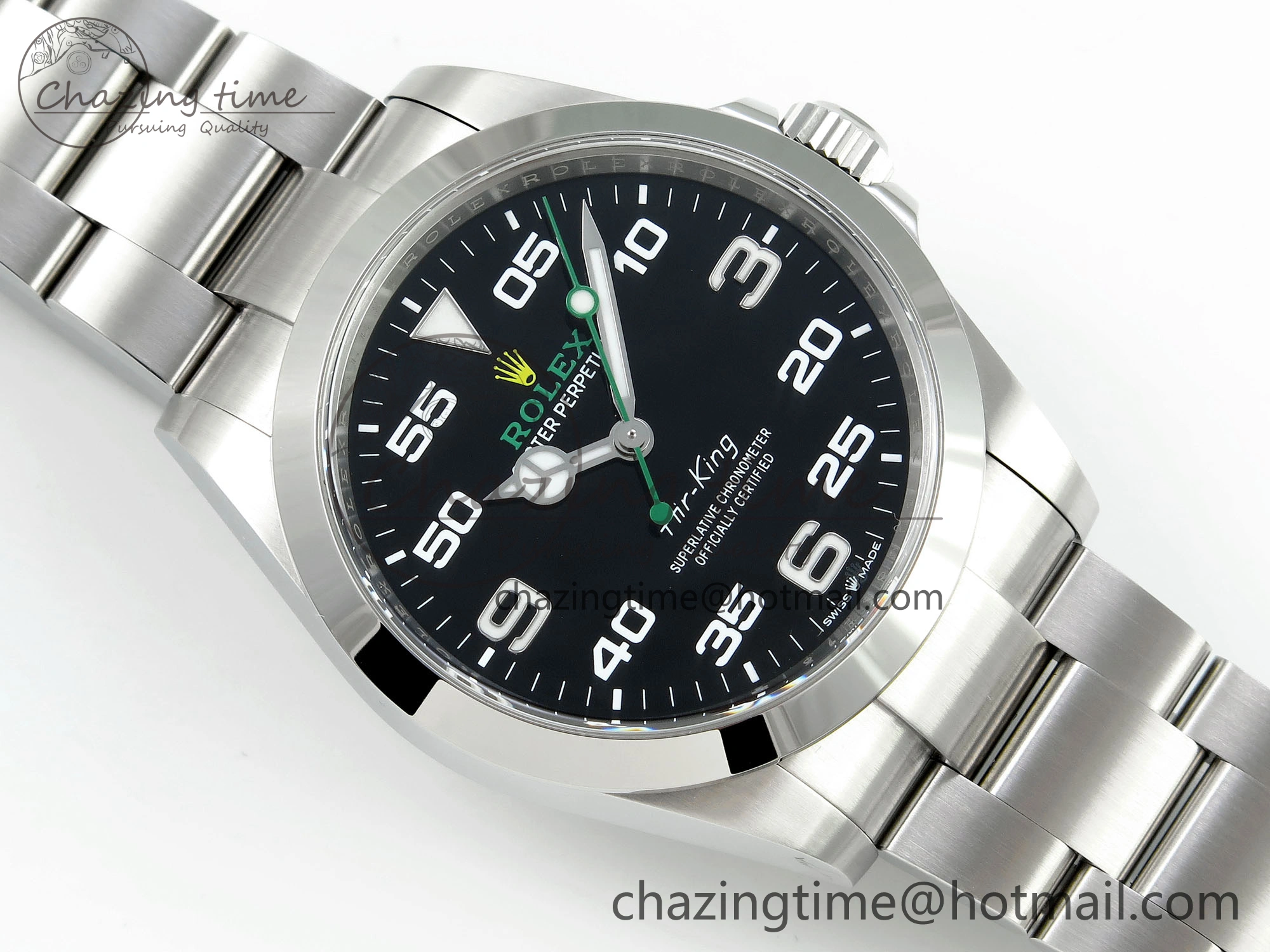 Air-King 126900 Clean 1:1 Best Edition 904L Steel Black Dial on SS Bracelet VR3230
