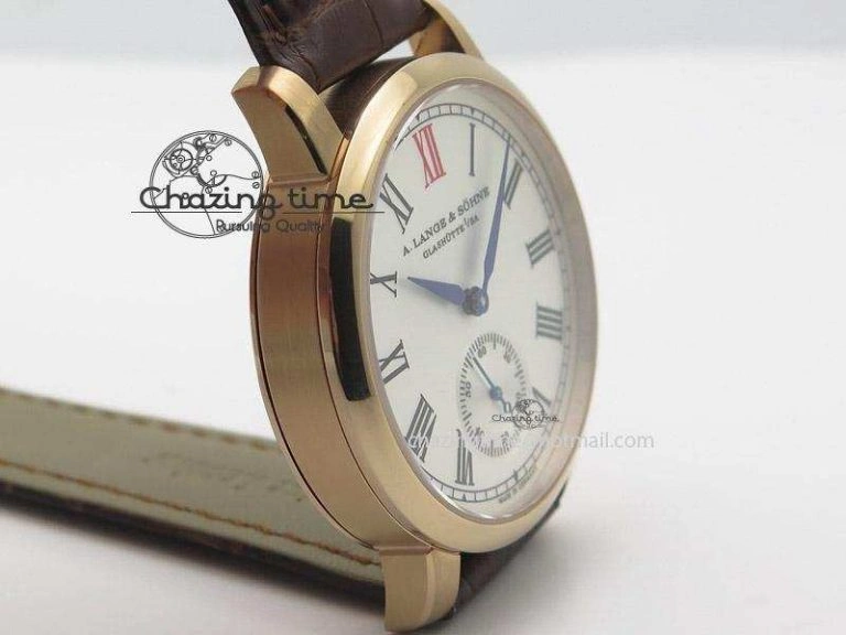 Anniversary Langematik MK Best Edition RG White Dial Sec@6 On Brown Leather Strap A88275