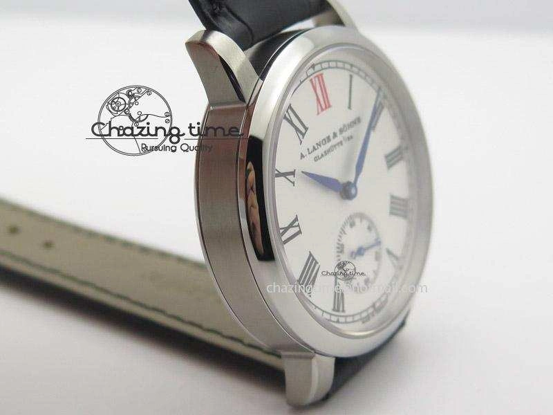 Anniversary Langematik MK Best Edition SS White Dial Sec@6 On Black Leather Strap A88275