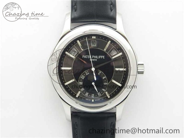 Annual Calendar Complications 5205R SS GRF Best Edition Black Dial on Black leather strap A324