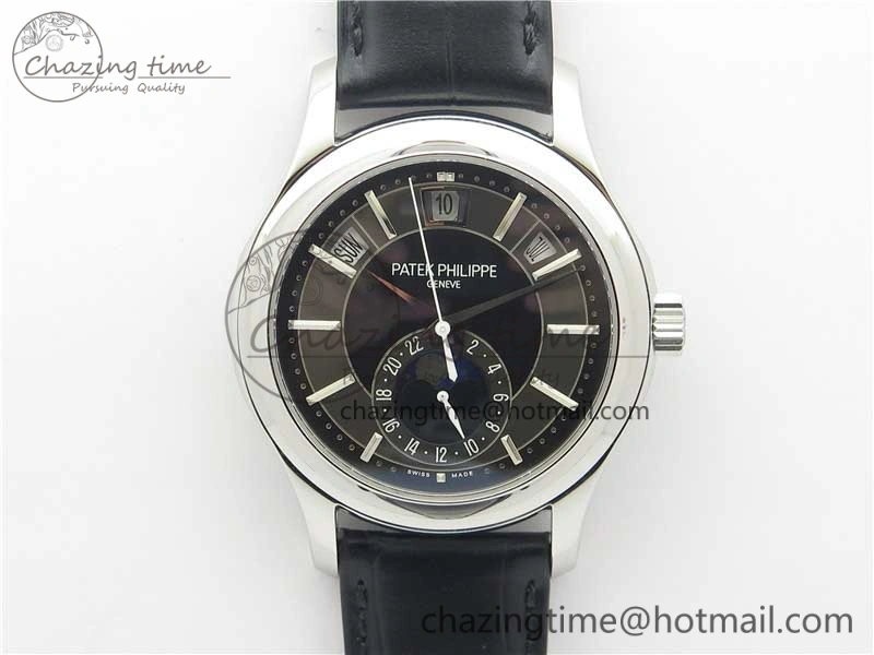Annual Calendar Complications 5205R SS GRF Best Edition Black Dial on Black leather strap A324
