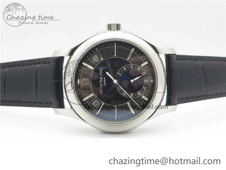 Annual Calendar Complications 5205R SS GRF Best Edition Black Dial on Black leather strap A324