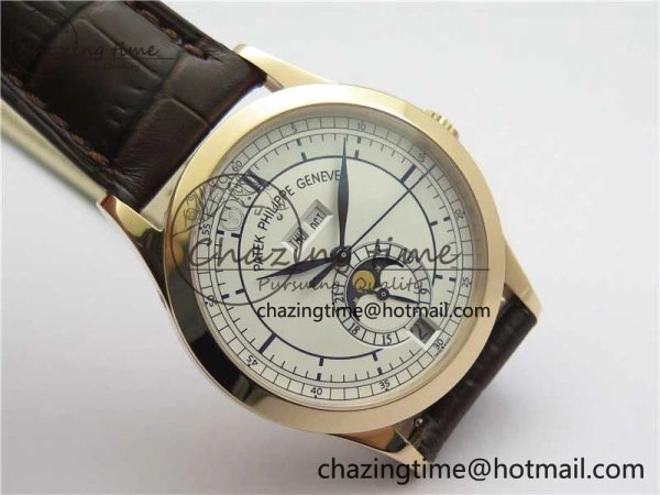 Annual Calendar Complications 5396 RG GRF Best Edition White Dial Blue Markers on Leather strap A324