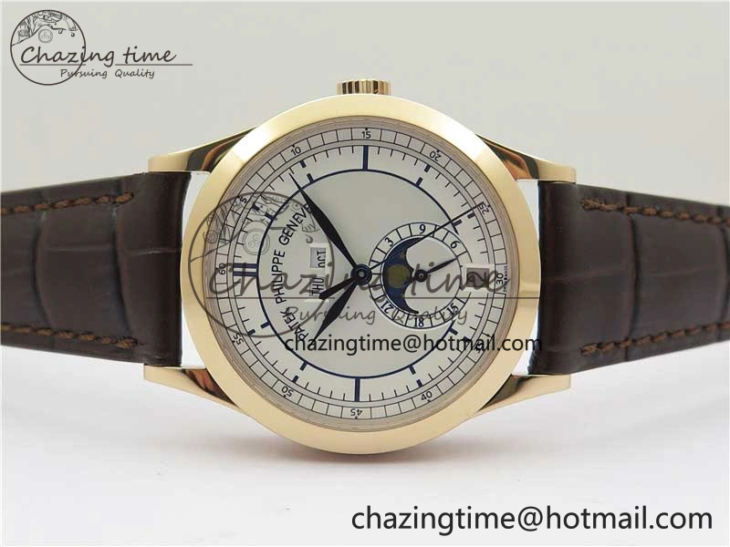Annual Calendar Complications 5396 RG GRF Best Edition White Dial Blue Markers on Leather strap A324