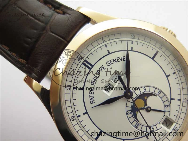 Annual Calendar Complications 5396 RG GRF Best Edition White Dial Blue Markers on Leather strap A324