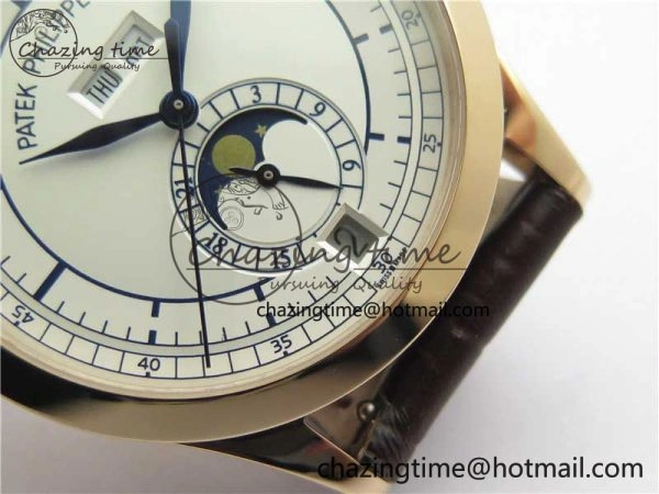 Annual Calendar Complications 5396 RG GRF Best Edition White Dial Blue Markers on Leather strap A324
