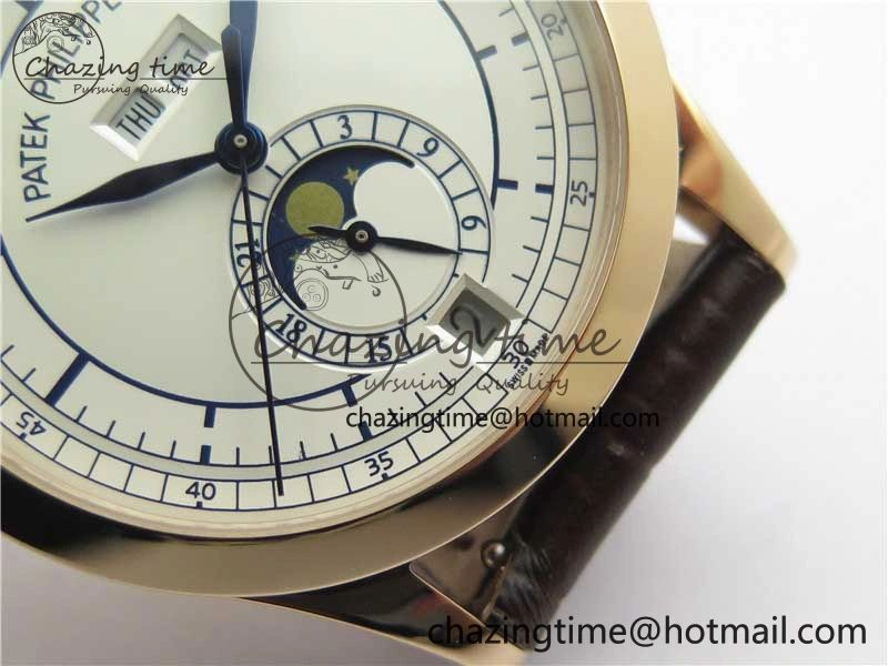 Annual Calendar Complications 5396 RG GRF Best Edition White Dial Blue Markers on Leather strap A324