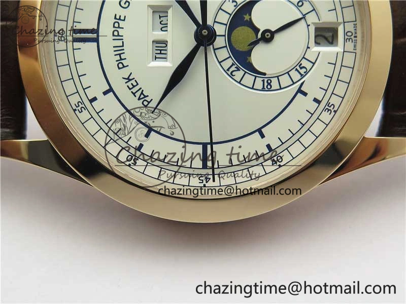 Annual Calendar Complications 5396 RG GRF Best Edition White Dial Blue Markers on Leather strap A324