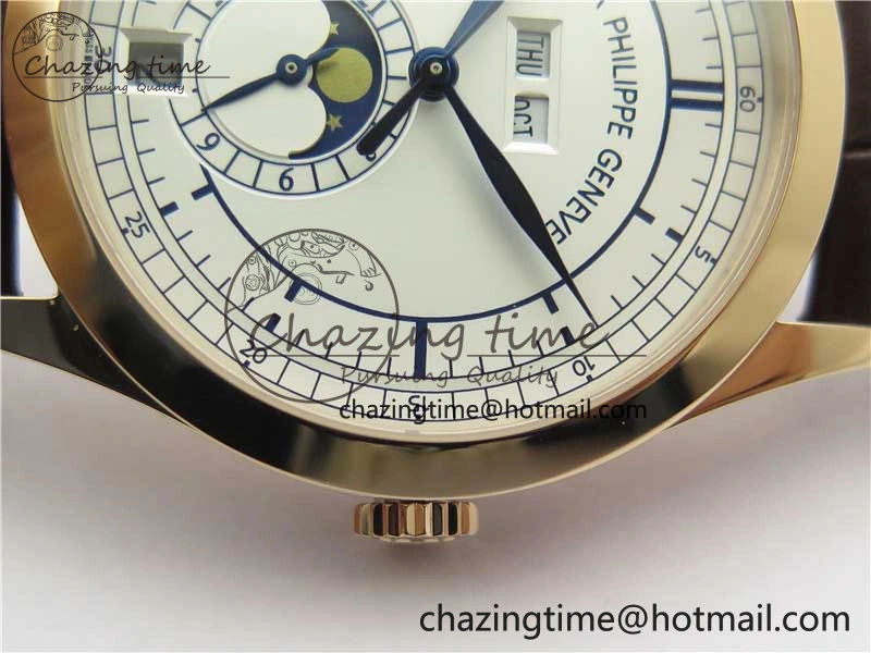 Annual Calendar Complications 5396 RG GRF Best Edition White Dial Blue Markers on Leather strap A324