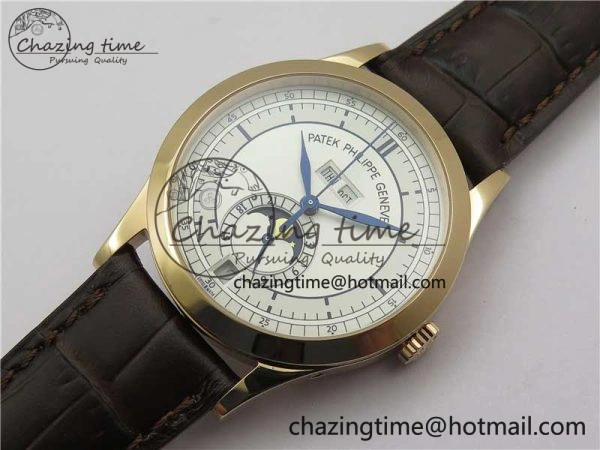 Annual Calendar Complications 5396 RG GRF Best Edition White Dial Blue Markers on Leather strap A324