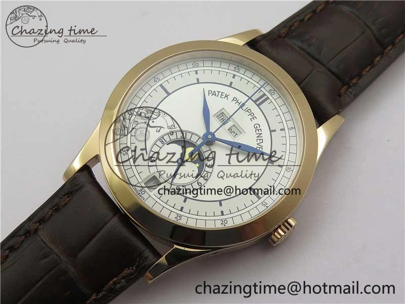 Annual Calendar Complications 5396 RG GRF Best Edition White Dial Blue Markers on Leather strap A324