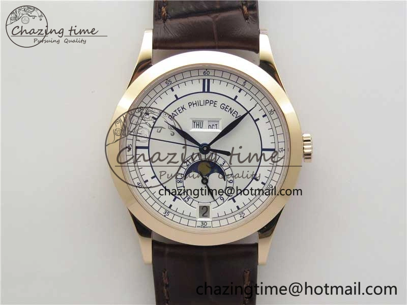 Annual Calendar Complications 5396 RG GRF Best Edition White Dial Blue Markers on Leather strap A324
