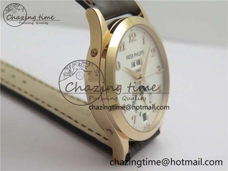 Annual Calendar Complications 5396 RG GRF Best Edition White Dial Numbers Markers on Leather Strap A324