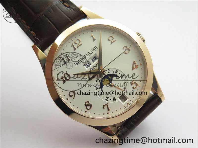 Annual Calendar Complications 5396 RG GRF Best Edition White Dial Numbers Markers on Leather Strap A324