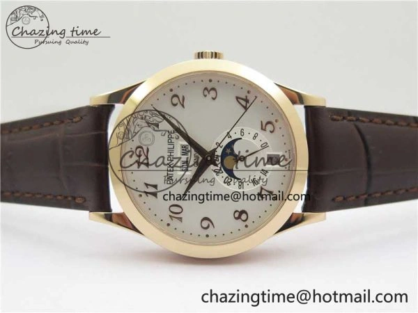 Annual Calendar Complications 5396 RG GRF Best Edition White Dial Numbers Markers on Leather Strap A324