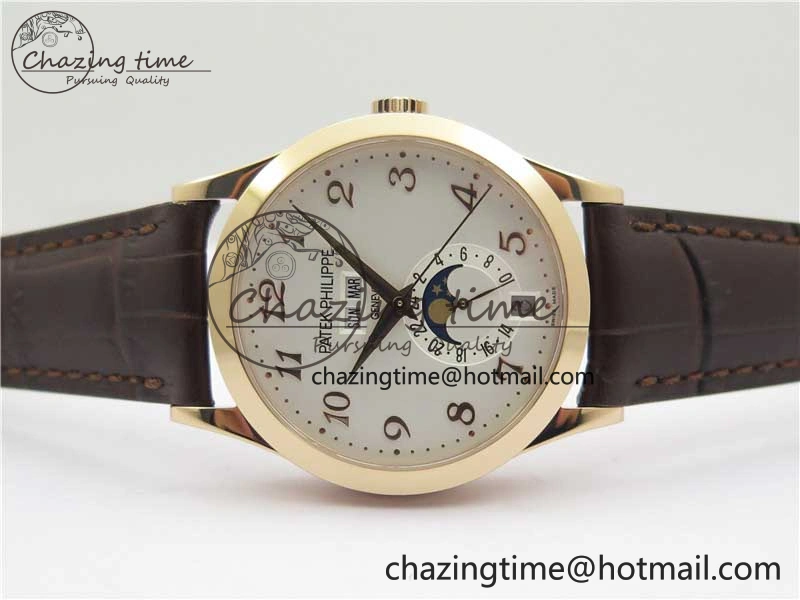 Annual Calendar Complications 5396 RG GRF Best Edition White Dial Numbers Markers on Leather Strap A324
