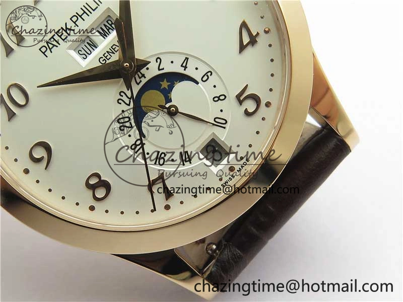 Annual Calendar Complications 5396 RG GRF Best Edition White Dial Numbers Markers on Leather Strap A324