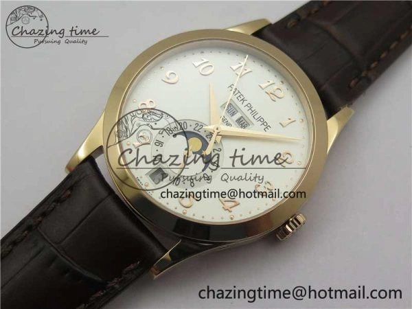 Annual Calendar Complications 5396 RG GRF Best Edition White Dial Numbers Markers on Leather Strap A324
