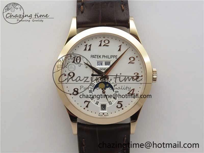 Annual Calendar Complications 5396 RG GRF Best Edition White Dial Numbers Markers on Leather Strap A324