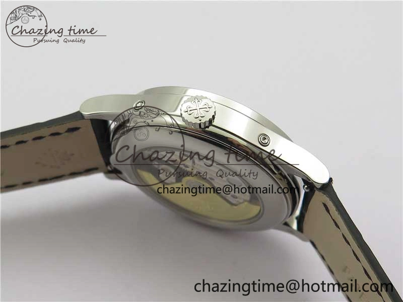 Annual Calendar Complications 5396 SS GRF Best Edition White Dial Blue Markers on Leather Strap A324