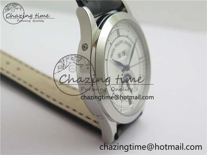 Annual Calendar Complications 5396 SS GRF Best Edition White Dial Blue Markers on Leather Strap A324
