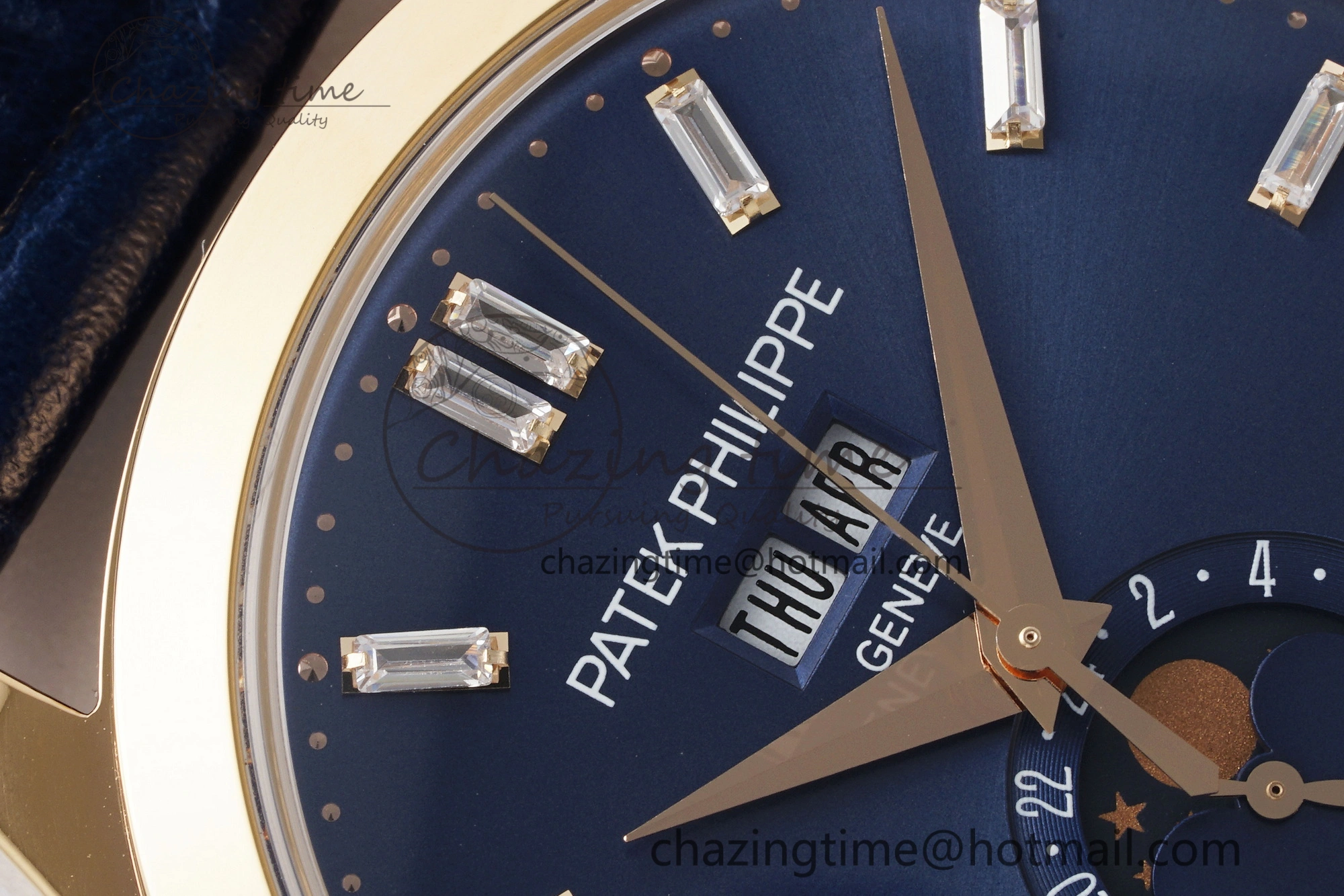 Annual Calendar Moonphase 5396 RG ZF 1:1 Best Edition Blue Crystal Dial on Blue Leather Strap A324