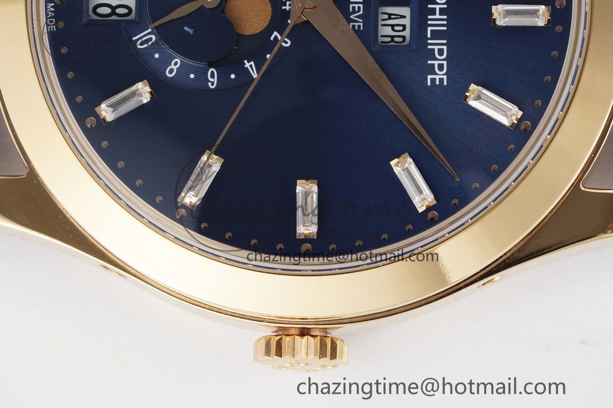 Annual Calendar Moonphase 5396 RG ZF 1:1 Best Edition Blue Crystal Dial on Blue Leather Strap A324