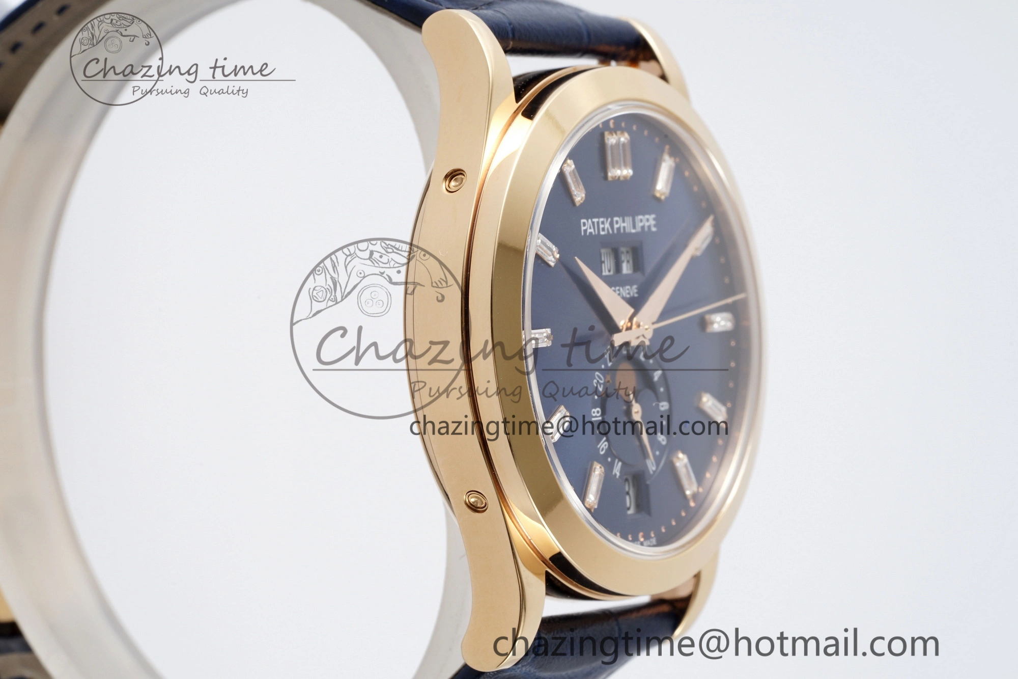 Annual Calendar Moonphase 5396 RG ZF 1:1 Best Edition Blue Crystal Dial on Blue Leather Strap A324