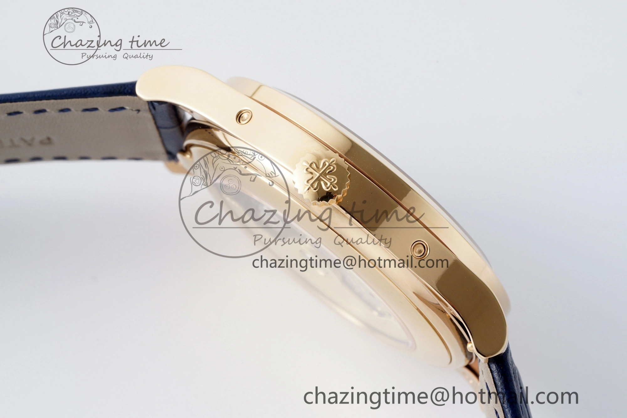 Annual Calendar Moonphase 5396 RG ZF 1:1 Best Edition Blue Crystal Dial on Blue Leather Strap A324