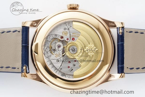Annual Calendar Moonphase 5396 RG ZF 1:1 Best Edition Blue Crystal Dial on Blue Leather Strap A324