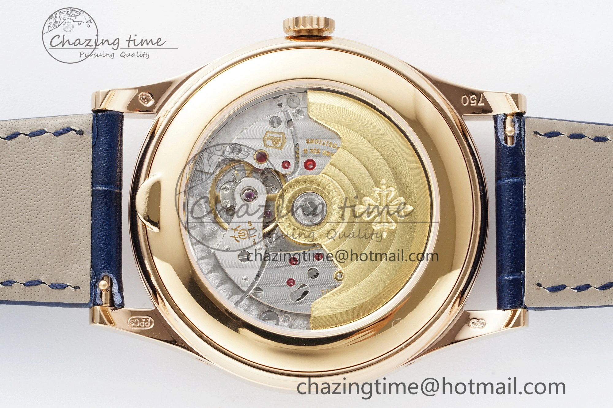 Annual Calendar Moonphase 5396 RG ZF 1:1 Best Edition Blue Crystal Dial on Blue Leather Strap A324
