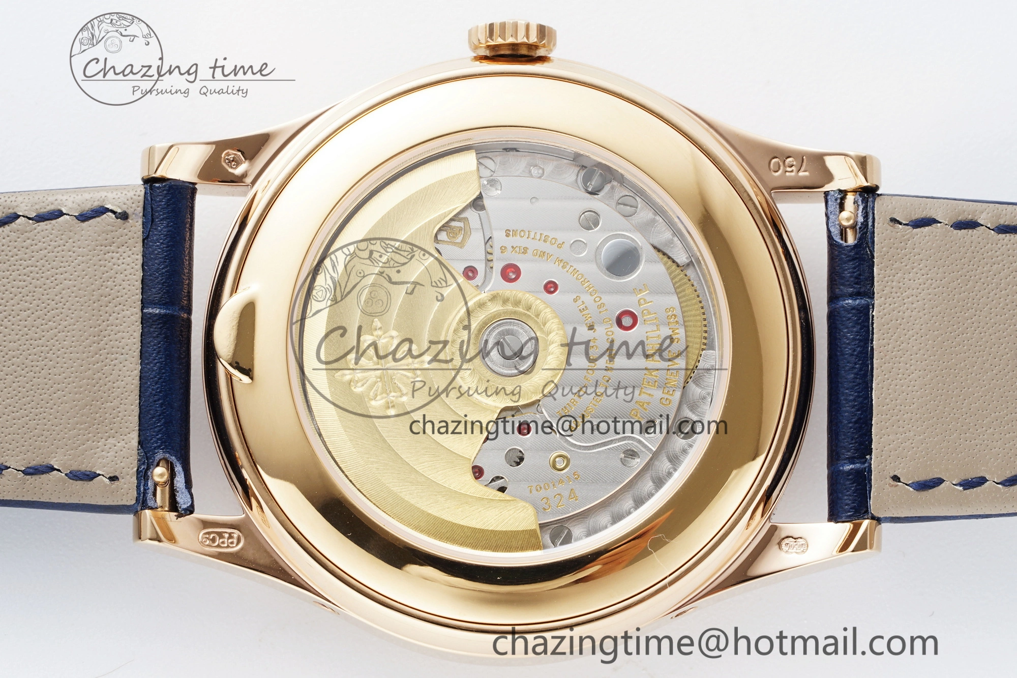 Annual Calendar Moonphase 5396 RG ZF 1:1 Best Edition Blue Crystal Dial on Blue Leather Strap A324