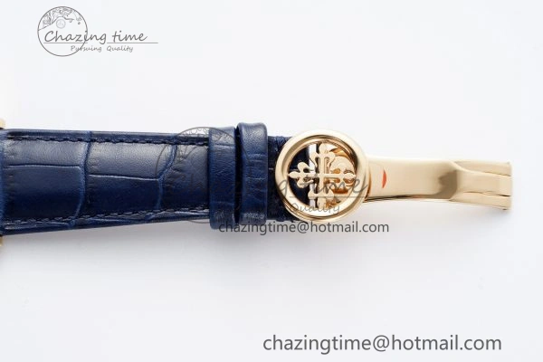 Annual Calendar Moonphase 5396 RG ZF 1:1 Best Edition Blue Crystal Dial on Blue Leather Strap A324