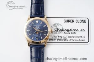Annual Calendar Moonphase 5396 RG ZF 1:1 Best Edition Blue Crystal Dial on Blue Leather Strap A324