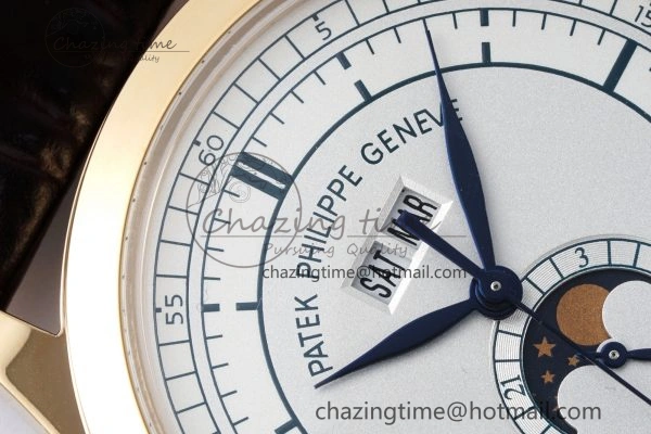 Annual Calendar Moonphase 5396 RG ZF 1:1 Best Edition White Blue Dial on Brown Leather Strap A324