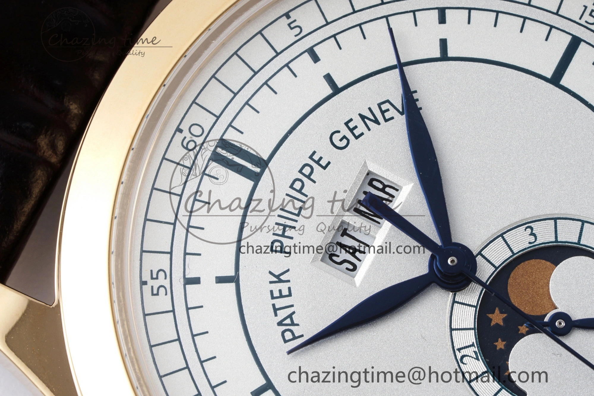 Annual Calendar Moonphase 5396 RG ZF 1:1 Best Edition White Blue Dial on Brown Leather Strap A324