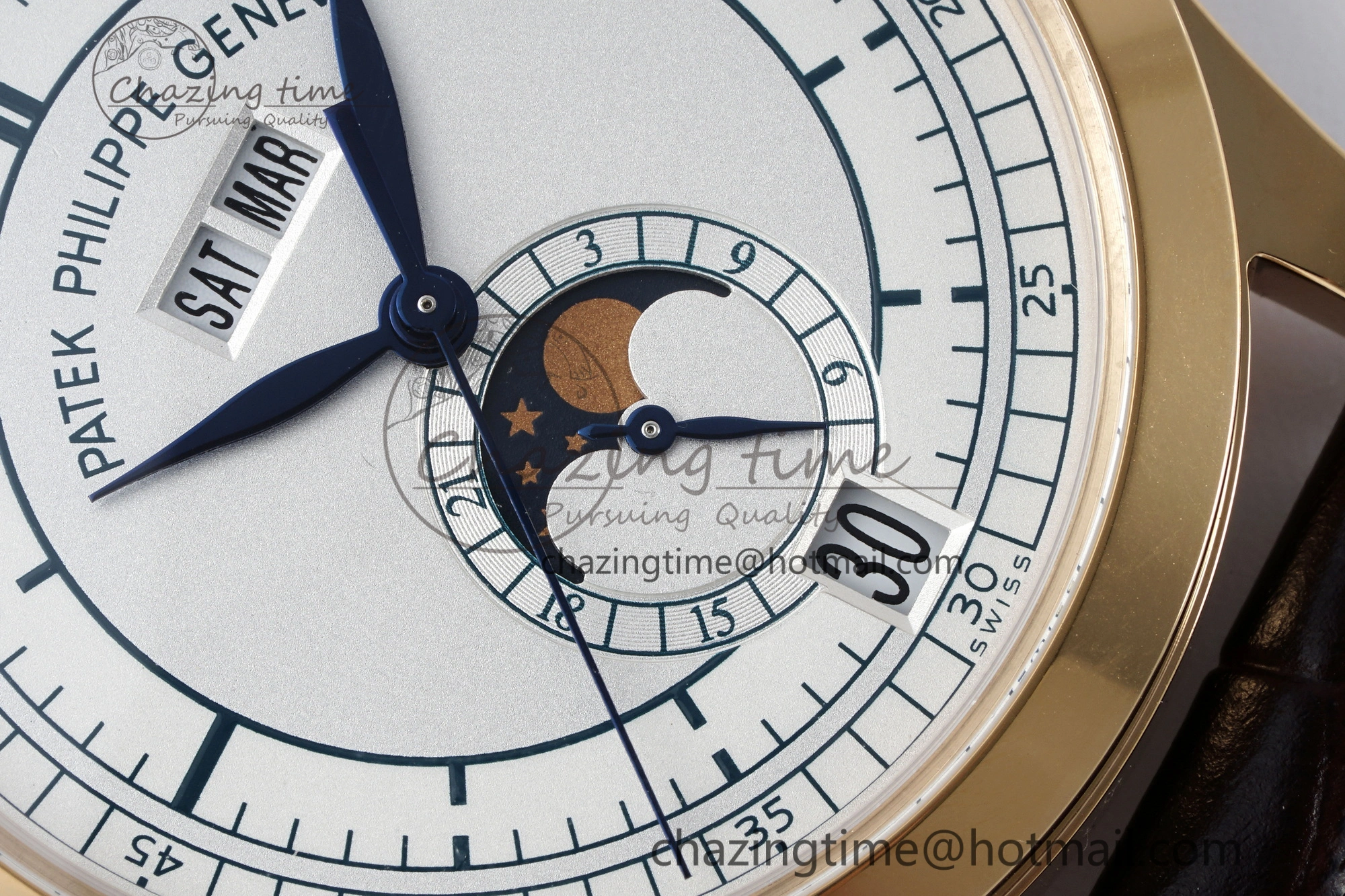 Annual Calendar Moonphase 5396 RG ZF 1:1 Best Edition White Blue Dial on Brown Leather Strap A324