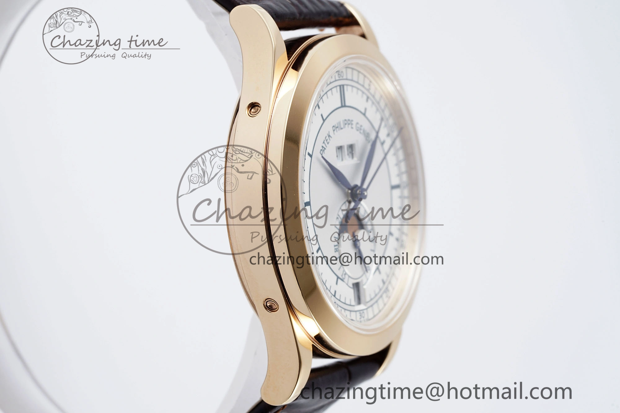 Annual Calendar Moonphase 5396 RG ZF 1:1 Best Edition White Blue Dial on Brown Leather Strap A324