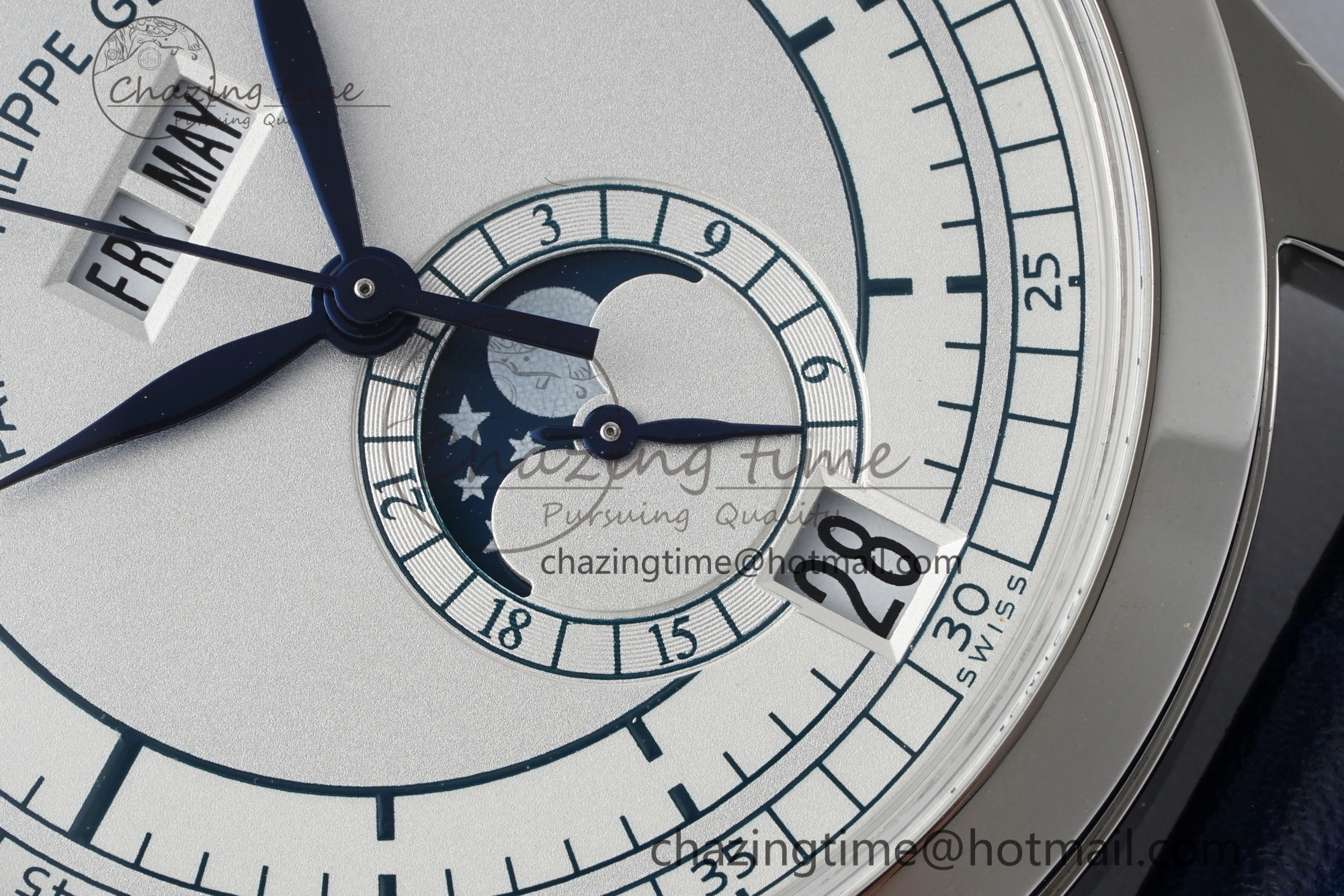Annual Calendar Moonphase 5396 SS ZF 1:1 Best Edition White Blue Dial on Blue Leather Strap A324