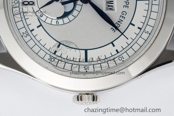 Annual Calendar Moonphase 5396 SS ZF 1:1 Best Edition White Blue Dial on Blue Leather Strap A324