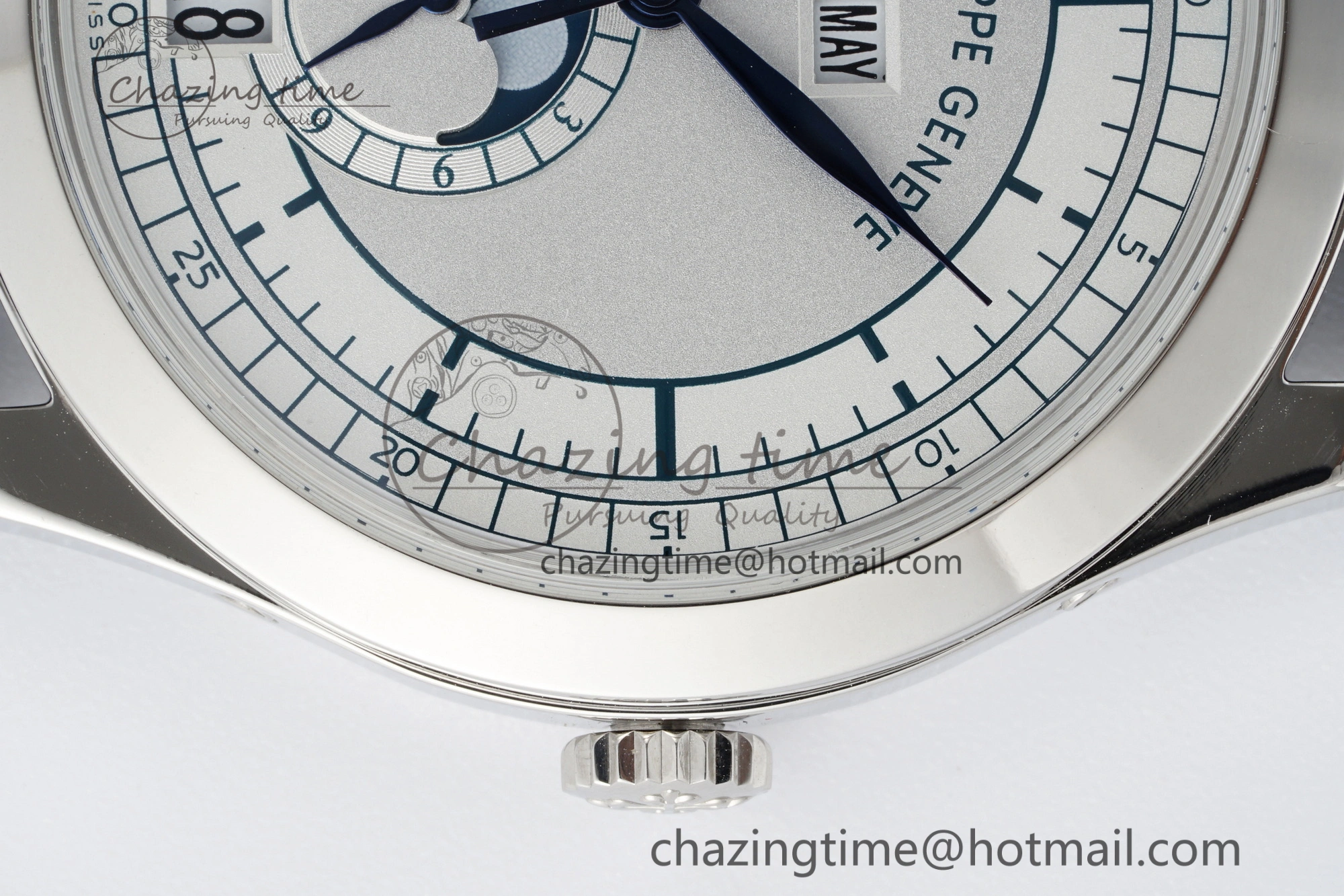 Annual Calendar Moonphase 5396 SS ZF 1:1 Best Edition White Blue Dial on Blue Leather Strap A324