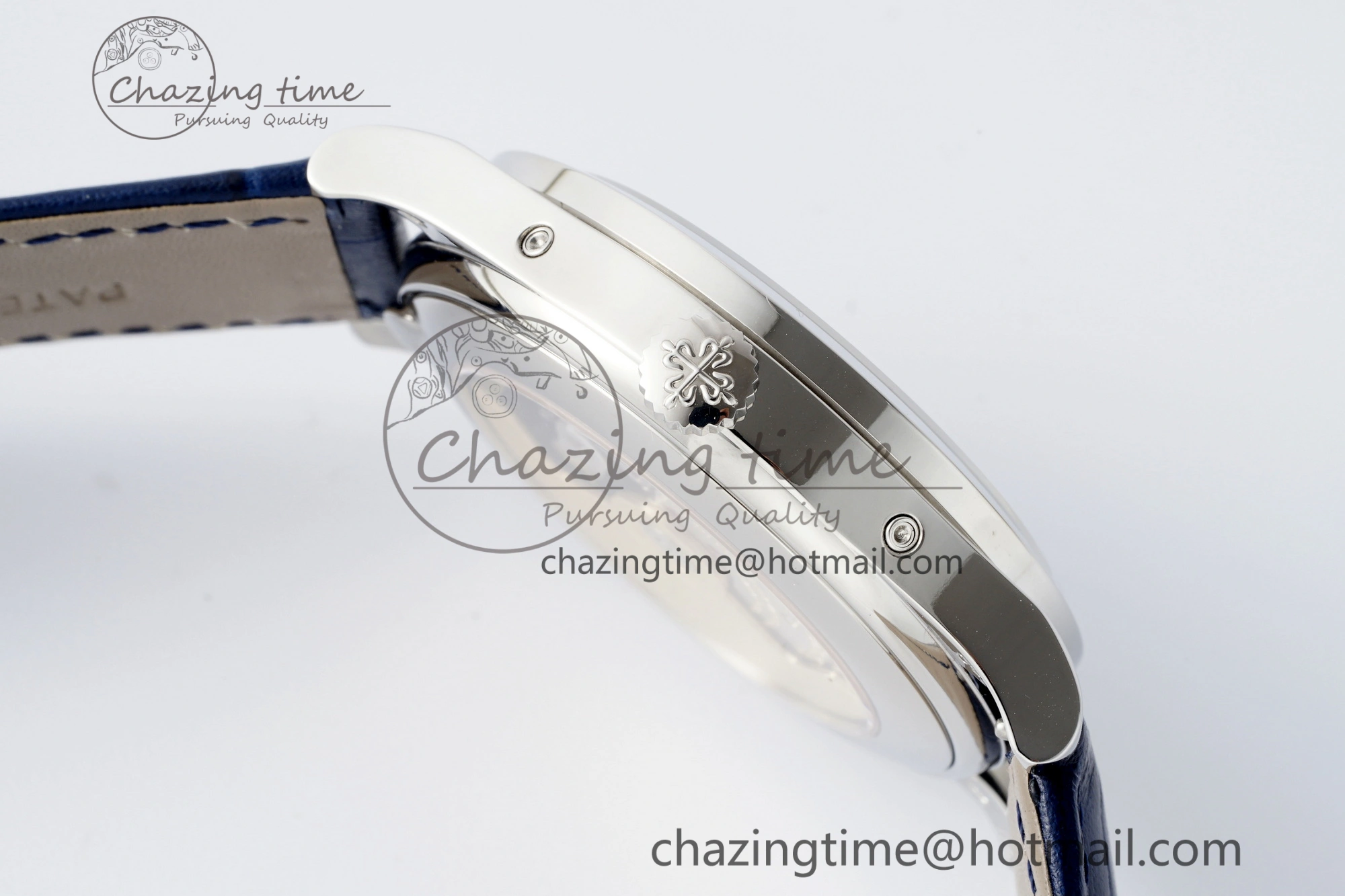 Annual Calendar Moonphase 5396 SS ZF 1:1 Best Edition White Blue Dial on Blue Leather Strap A324