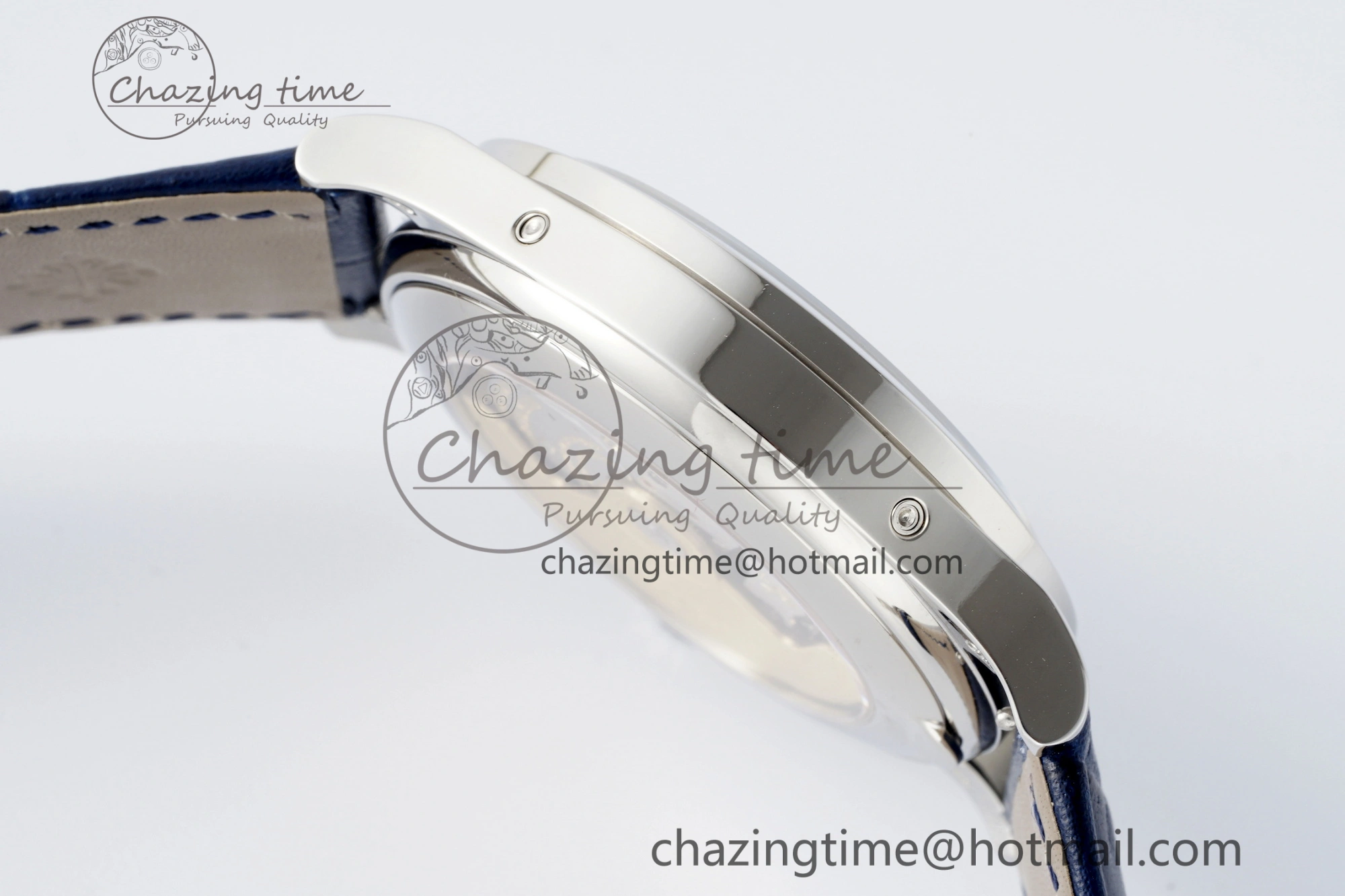 Annual Calendar Moonphase 5396 SS ZF 1:1 Best Edition White Blue Dial on Blue Leather Strap A324