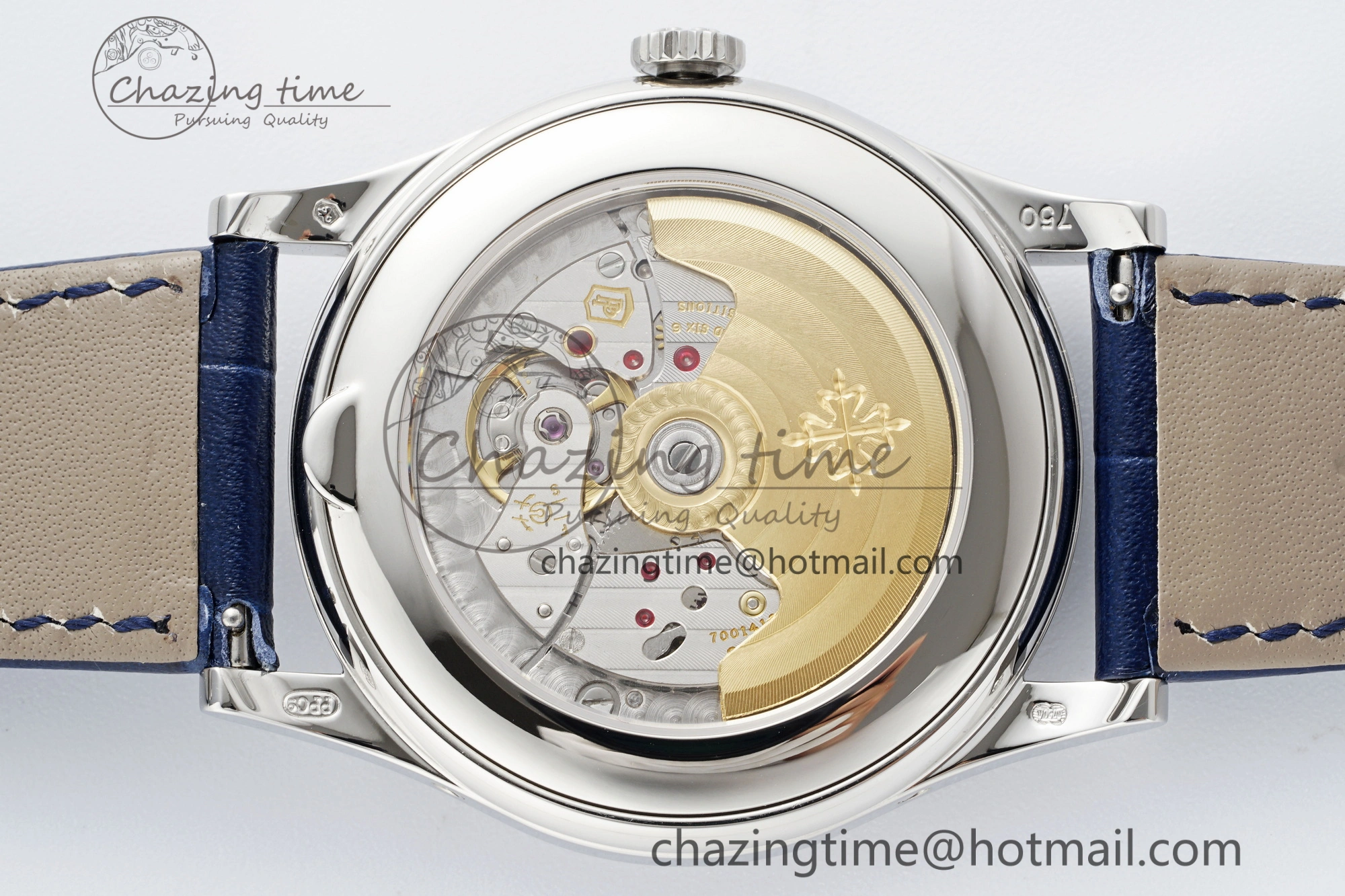 Annual Calendar Moonphase 5396 SS ZF 1:1 Best Edition White Blue Dial on Blue Leather Strap A324