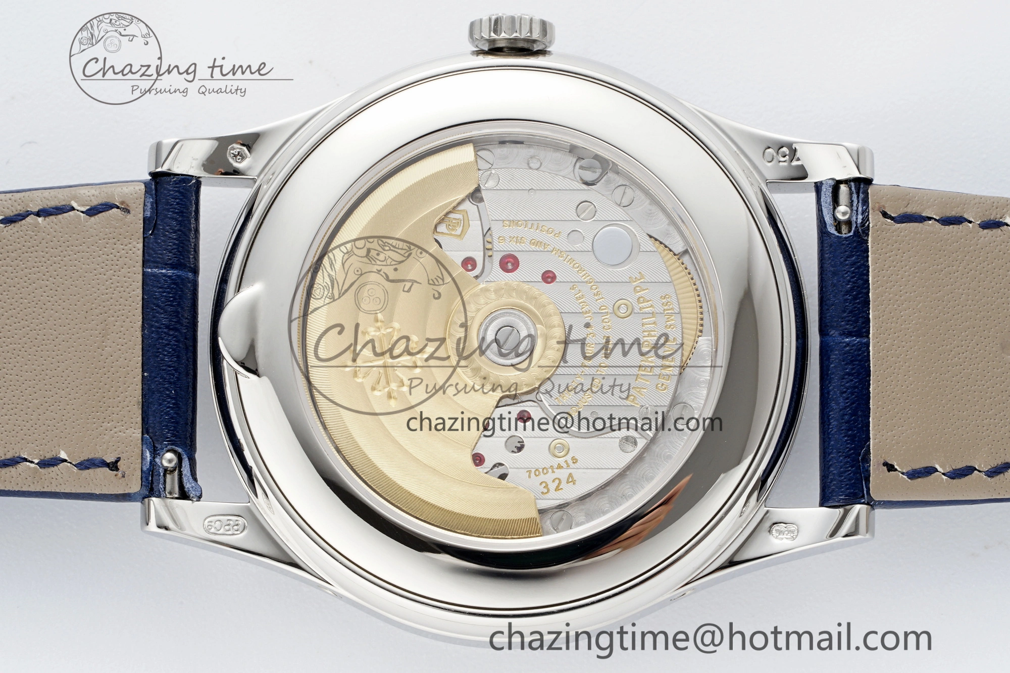 Annual Calendar Moonphase 5396 SS ZF 1:1 Best Edition White Blue Dial on Blue Leather Strap A324