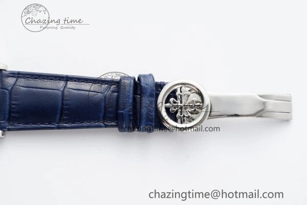 Annual Calendar Moonphase 5396 SS ZF 1:1 Best Edition White Blue Dial on Blue Leather Strap A324