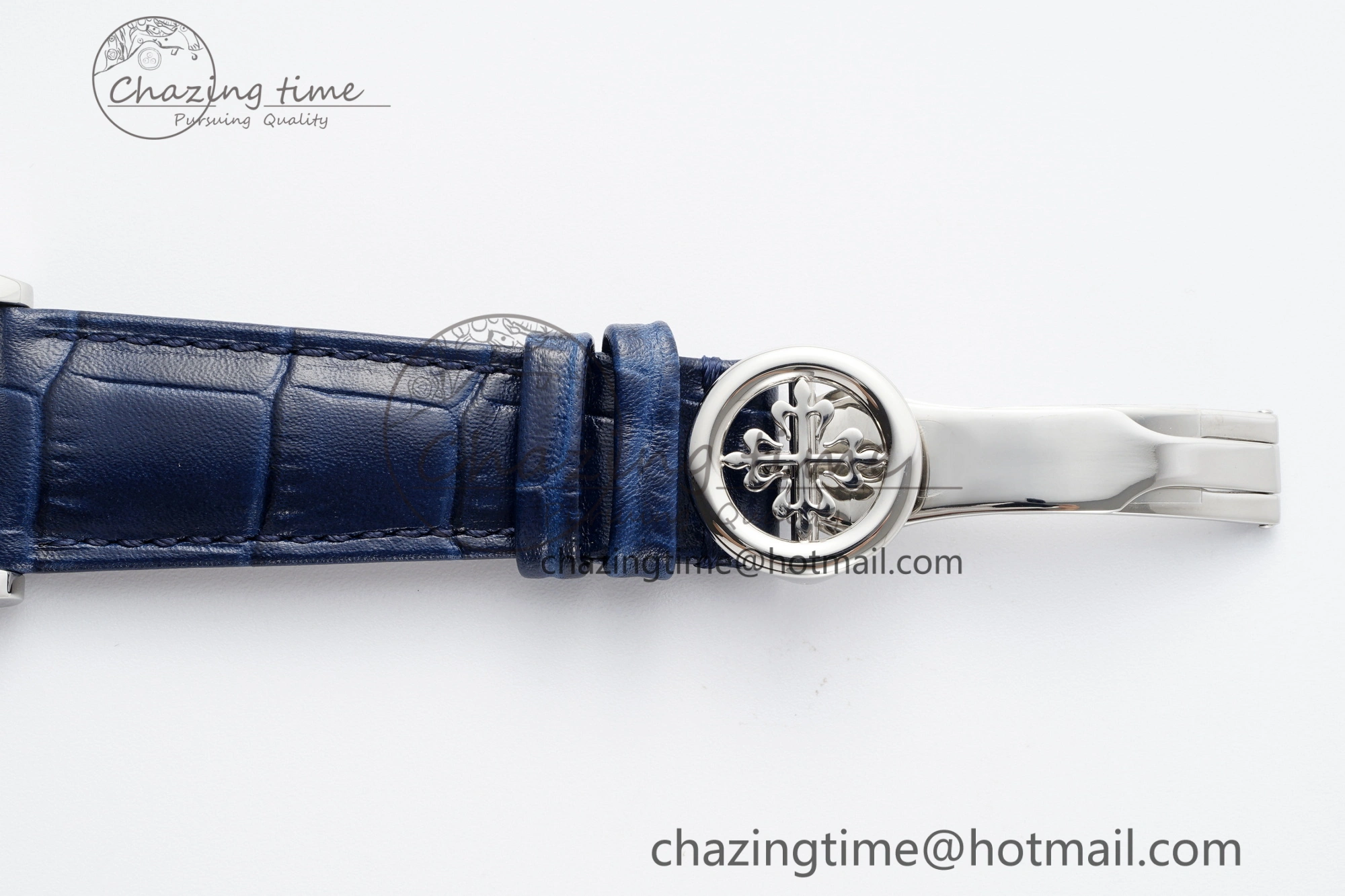 Annual Calendar Moonphase 5396 SS ZF 1:1 Best Edition White Blue Dial on Blue Leather Strap A324